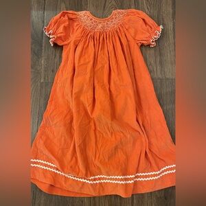 Orange Smocked corduroy dress size 6 Southern Sunshine Kids